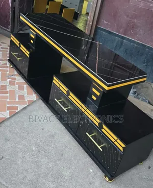Executive TV Stand With Marble Coating and Light