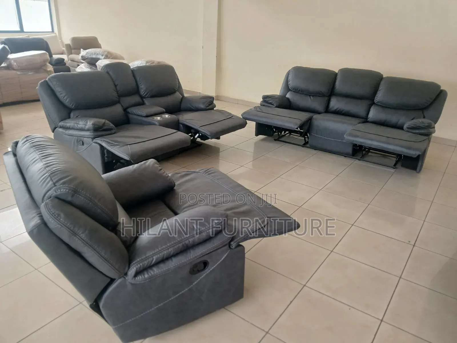 Grey Soft Fabric Premium Recliner Sofa Six-Seater (3+2+1)