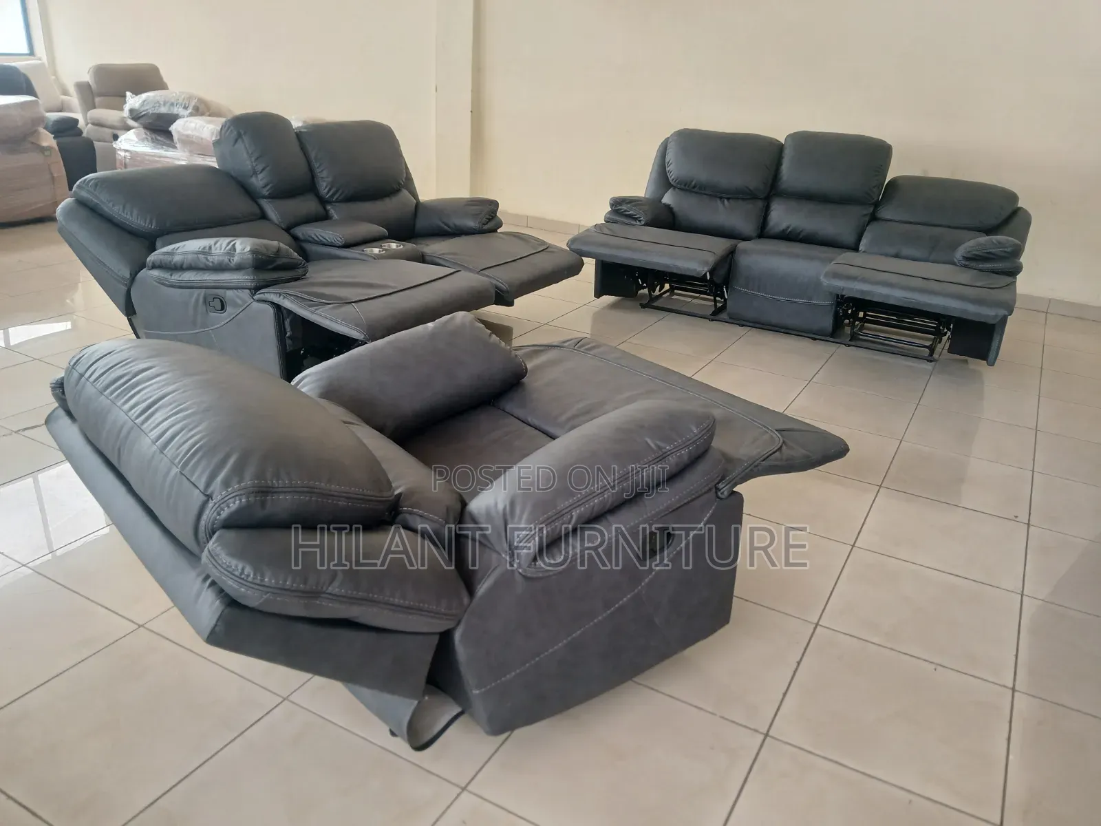 Grey Soft Fabric Premium Recliner Sofa Six-Seater (3+2+1)