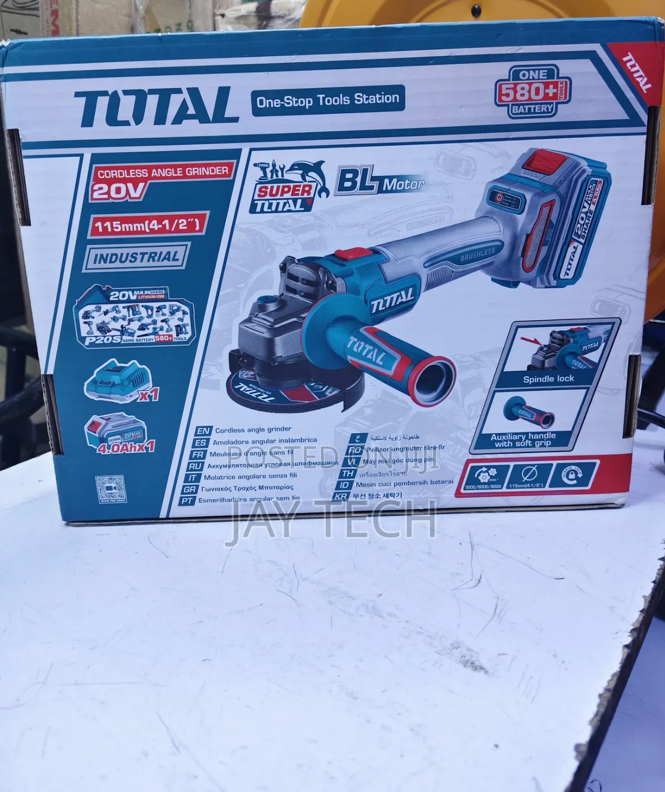 TOTAL 20V Cordless Brushless Angle Grinder (115mm) - Brand New