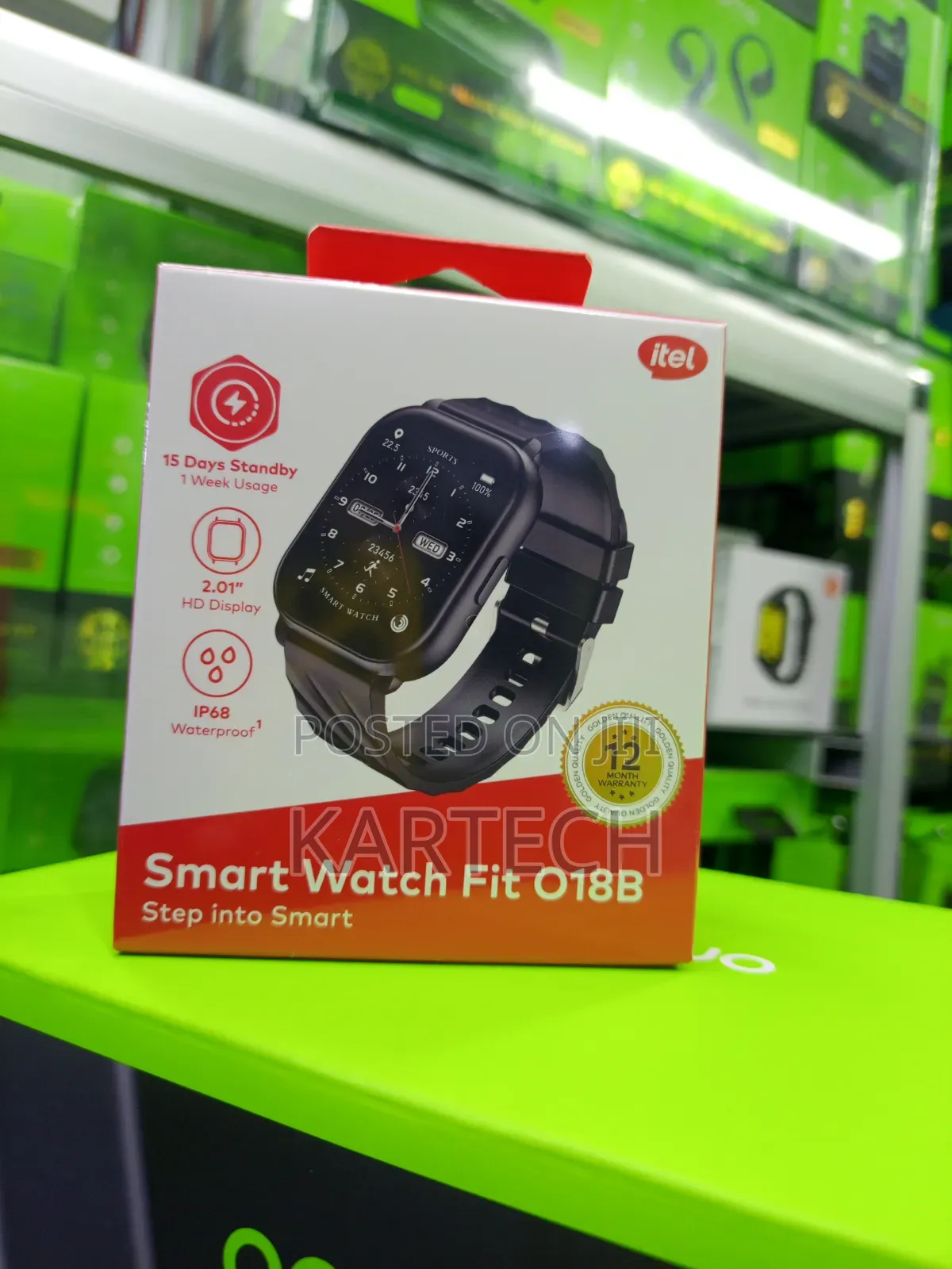 Itel Fit O18B Smartwatch IP68 Waterproof 15-Day Standby