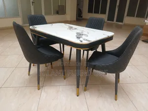Modern 4-Seater Marble Top Dining Set