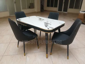 Modern 4-Seater Marble Top Dining Set