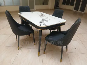 Modern 4-Seater Marble Top Dining Set