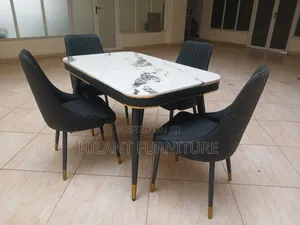 Modern 4-Seater Marble Top Dining Set