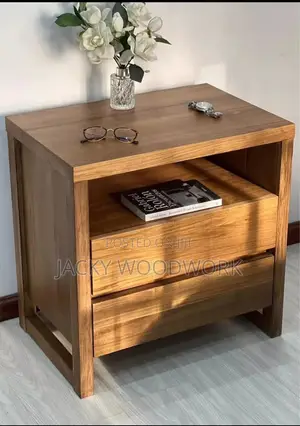 Modern Oak Nightstand With Floating Shelf