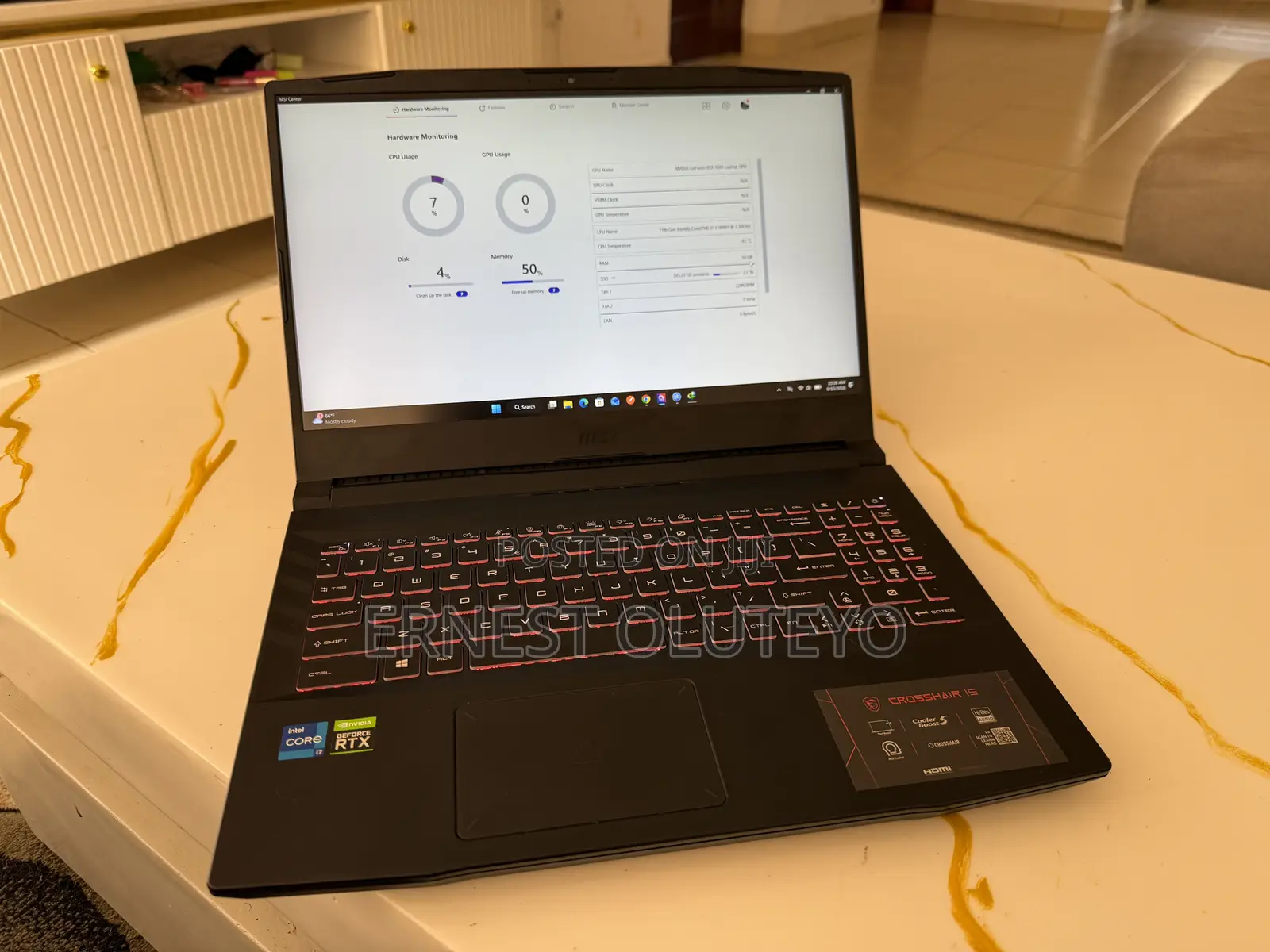 Laptop MSI Crosshair 15 16GB Intel Core i7 SSD 512GB