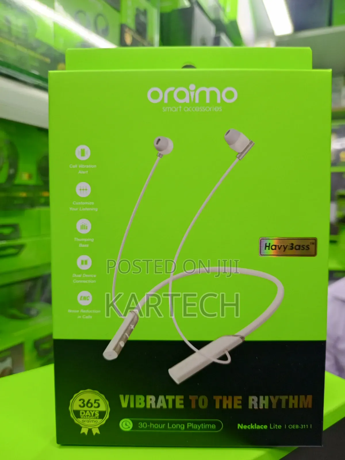 Oraimo OEB-311 Bluetooth 5.3 Neckband Earphones 30Hr Playtime -White