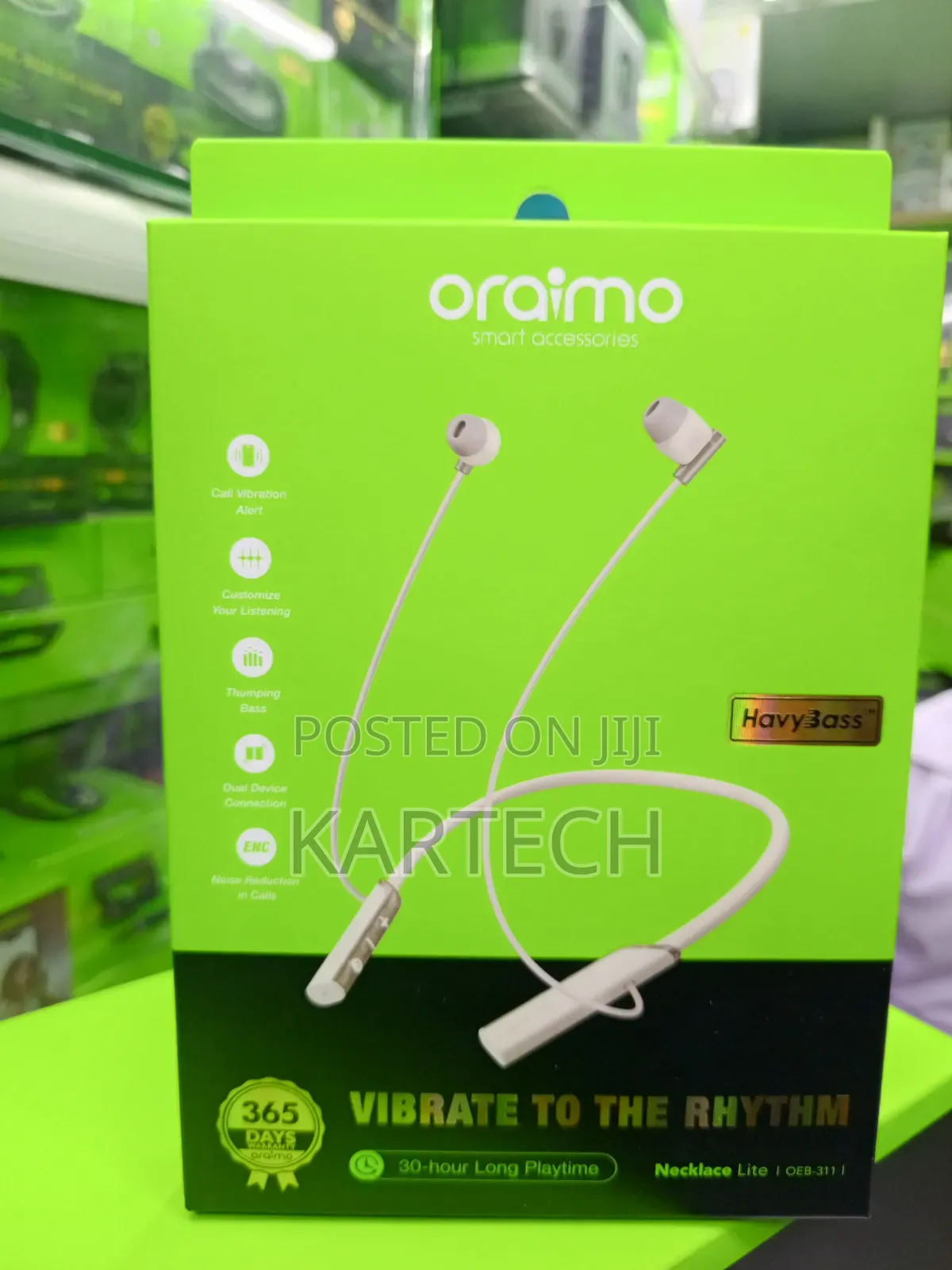 Oraimo Necklace Lite Neckband Earphones With 30H Playtime -White