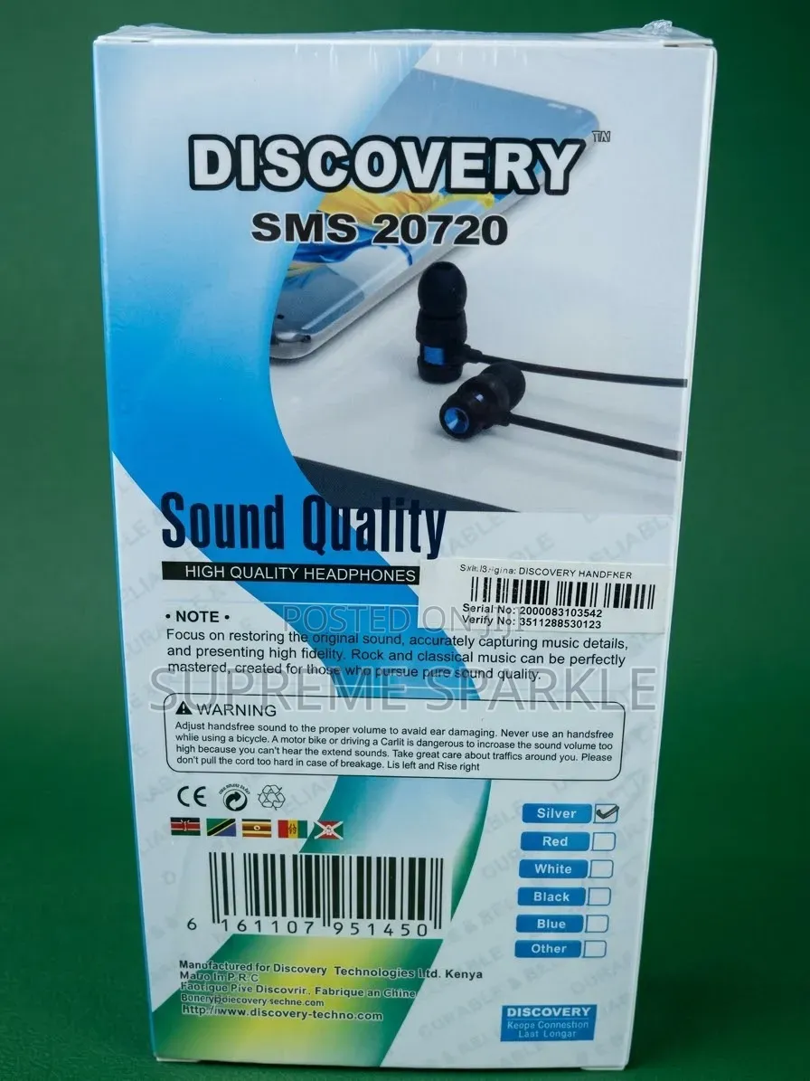 Discovery Earphones(model1088) 3.5mm Plug in-Ear Headset
