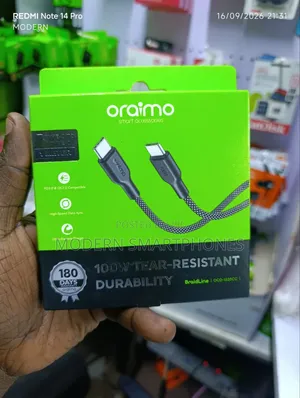 Oraimo Braid 5A 100W Fast Charging Type-C to Type-C Cable 1M