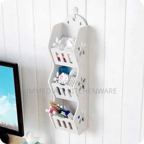 White Wood Hanging 3 Tier Organizer