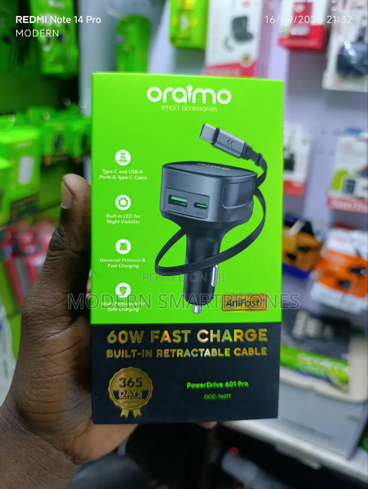 Oraimo PowerDrive 60W Fast Charge Car Charger