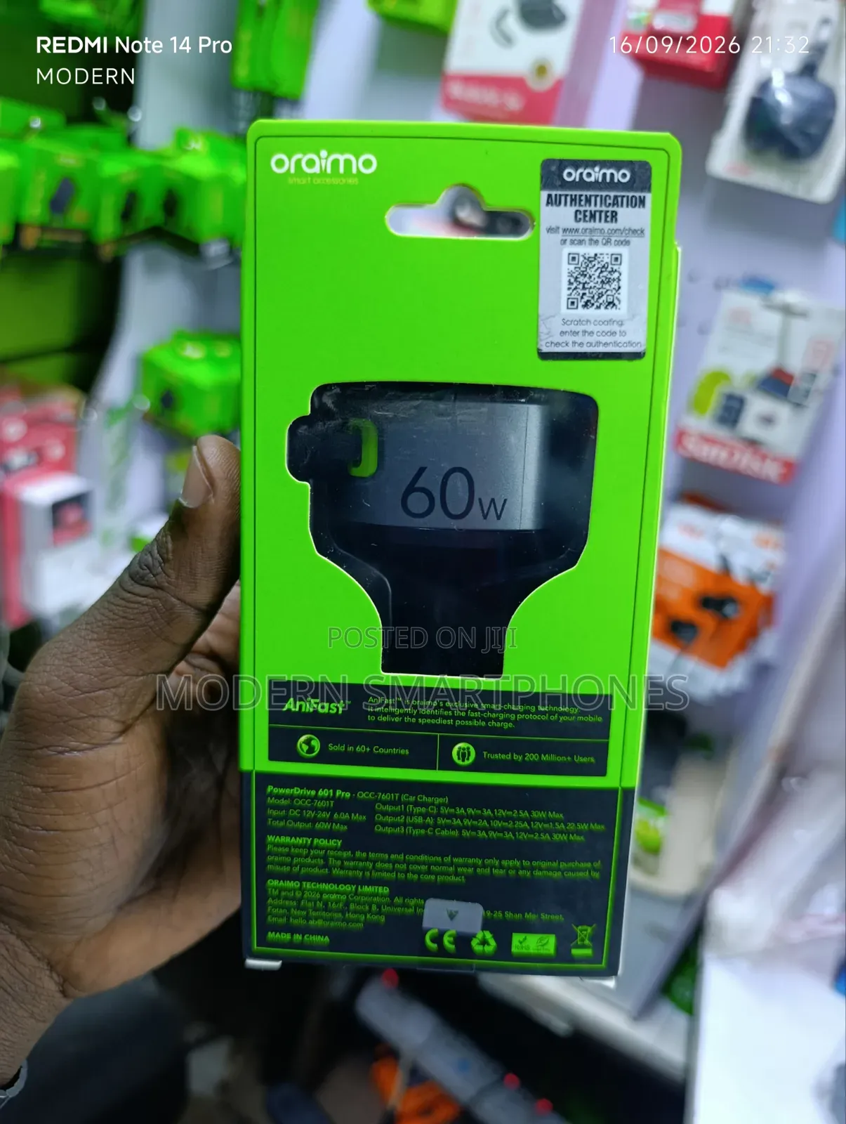 Oraimo PowerDrive 60W Fast Charge Car Charger