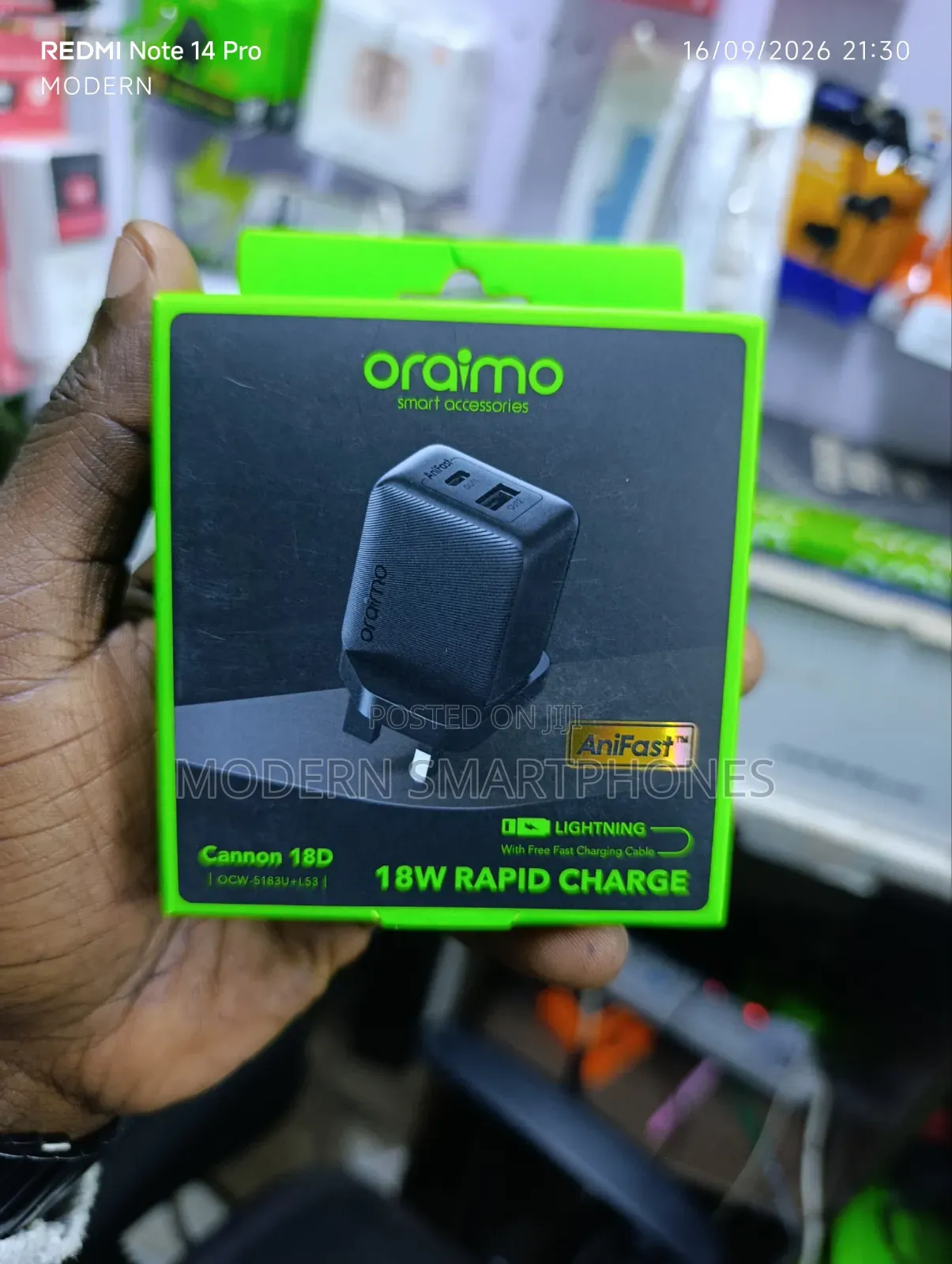 Oraimo Cannon 18s 18W Fast Charging iPhone Wall Charger Kit