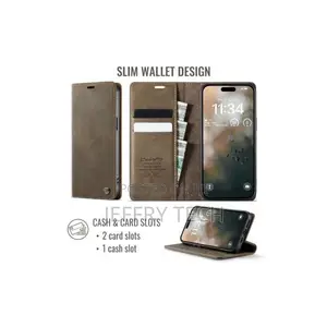 CaseMe Leather Wallet Flip Case for iPhone 14 Pro Max - Coffee