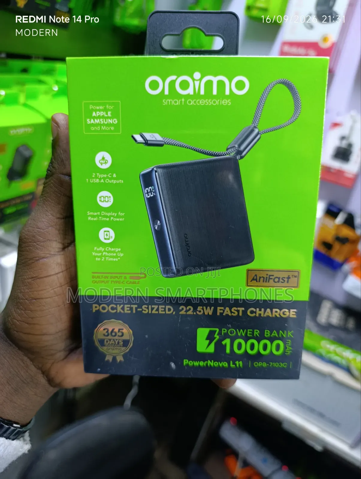 Oraimo PowerNova L11 10000mAh 22.5W Power Bank