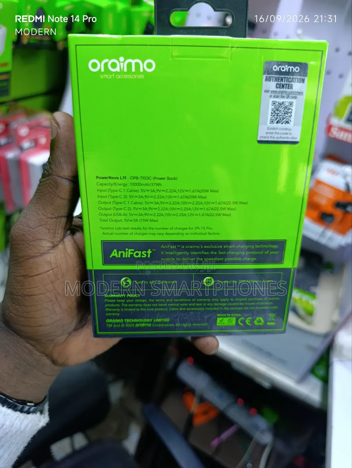 Oraimo PowerNova L11 10000mAh 22.5W Power Bank