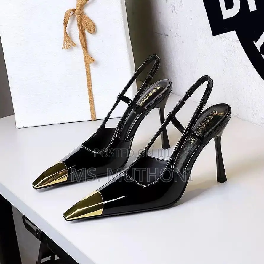 Boxed Two-Tone Patent Leather Slingback Stilettos Size 35-40