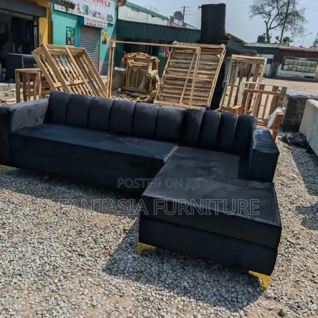 7 Seater Seater Black Sectional Sofa
Black Velvet Fabric