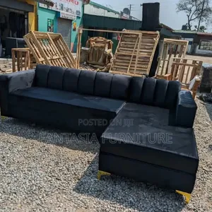 7 Seater Seater Black Sectional Sofa
Black Velvet Fabric