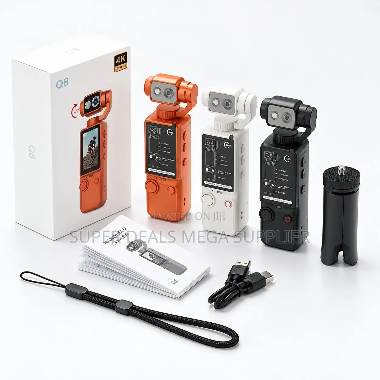 Crystal-Clear Images Q6,Q7,Q8 Rotating Video Recording Action Cameras