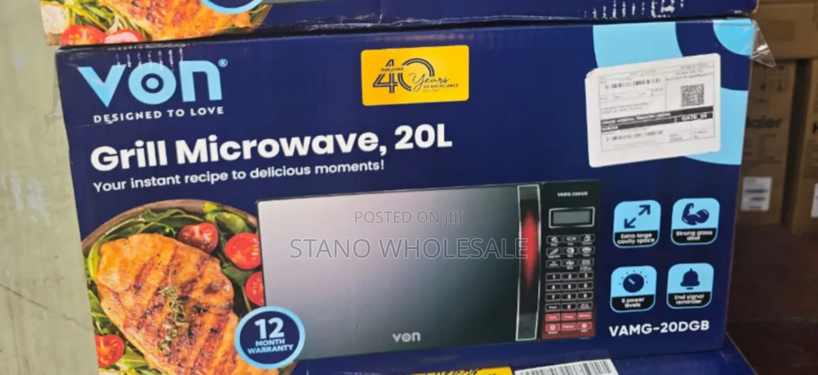Von Digital Microwave With Grill Black