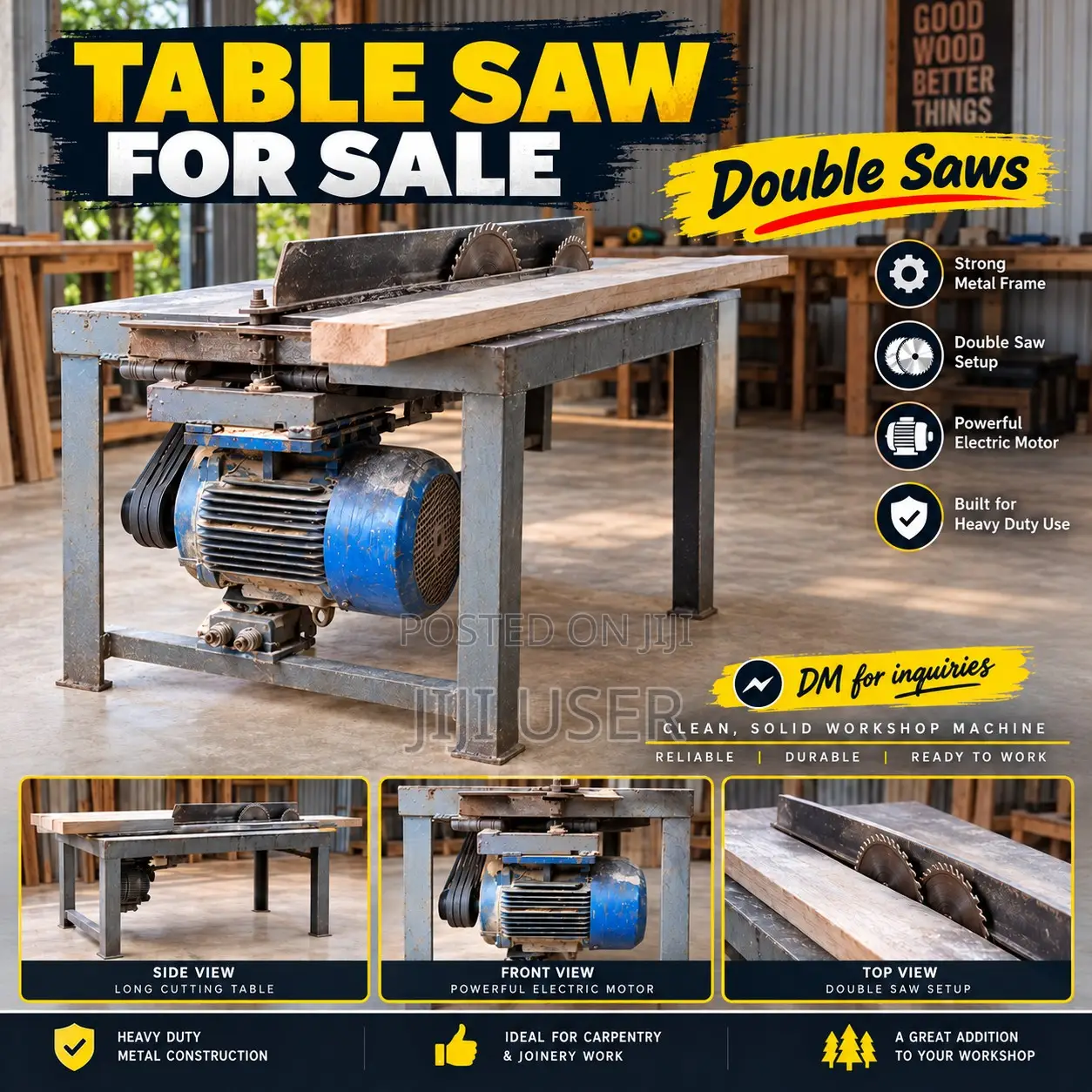 Double-Saw Table Saw for Sale — 2 Units Available Immediately!