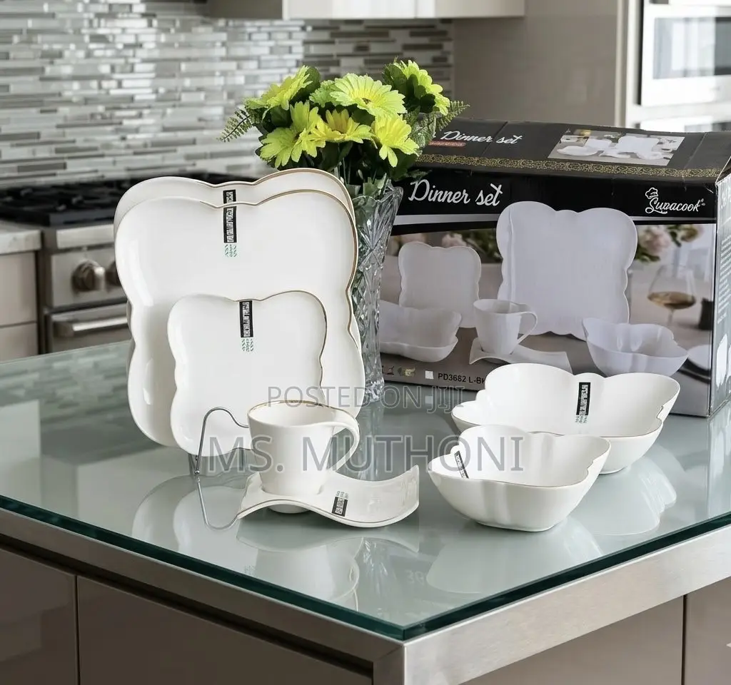 36 PCs Wavy Contour Bone China Dinnerware
