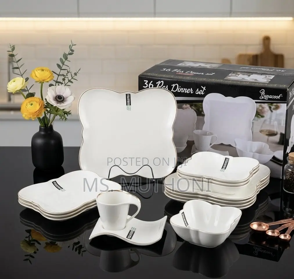 36 PCs Luxury Scalloped-Edge White Crockery Set
