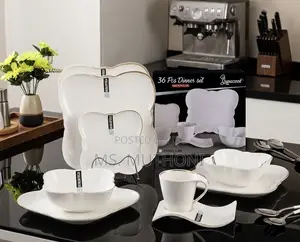 36 PCs Gold-Rimmed Ceramic Butterfly Tableware Set