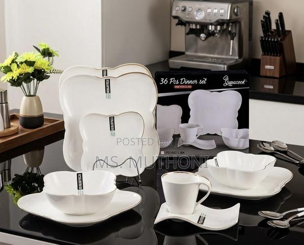 36 PCs Gold-Rimmed Ceramic Butterfly Tableware Set - main view