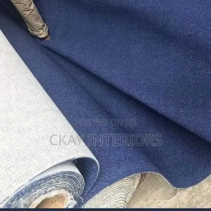 Navy Blue and Grey 4m Standard Width Delta Wall to Wall Carpet