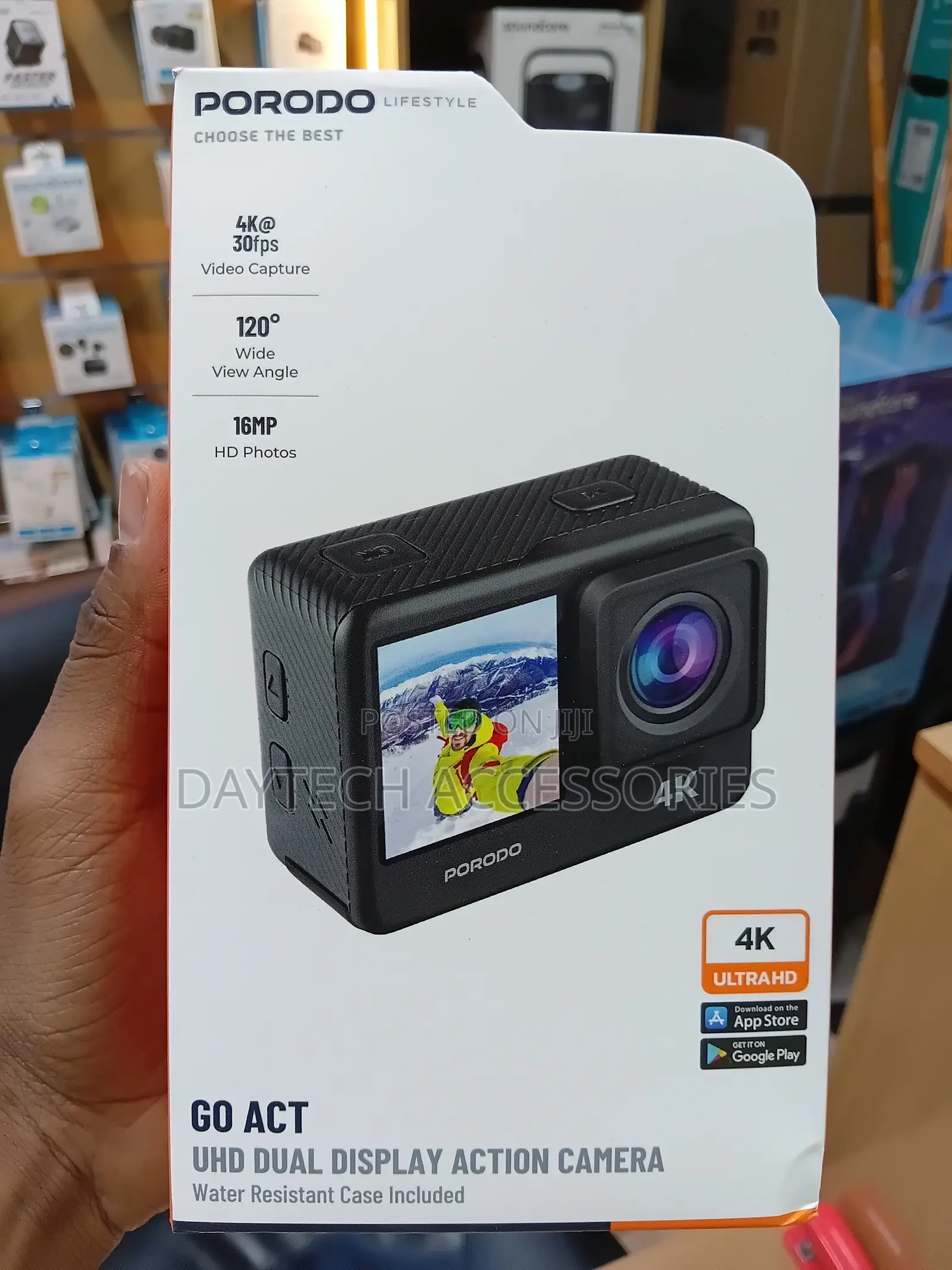 Porodo Lifestyle Waterproof Action Camera 900mAh - Black