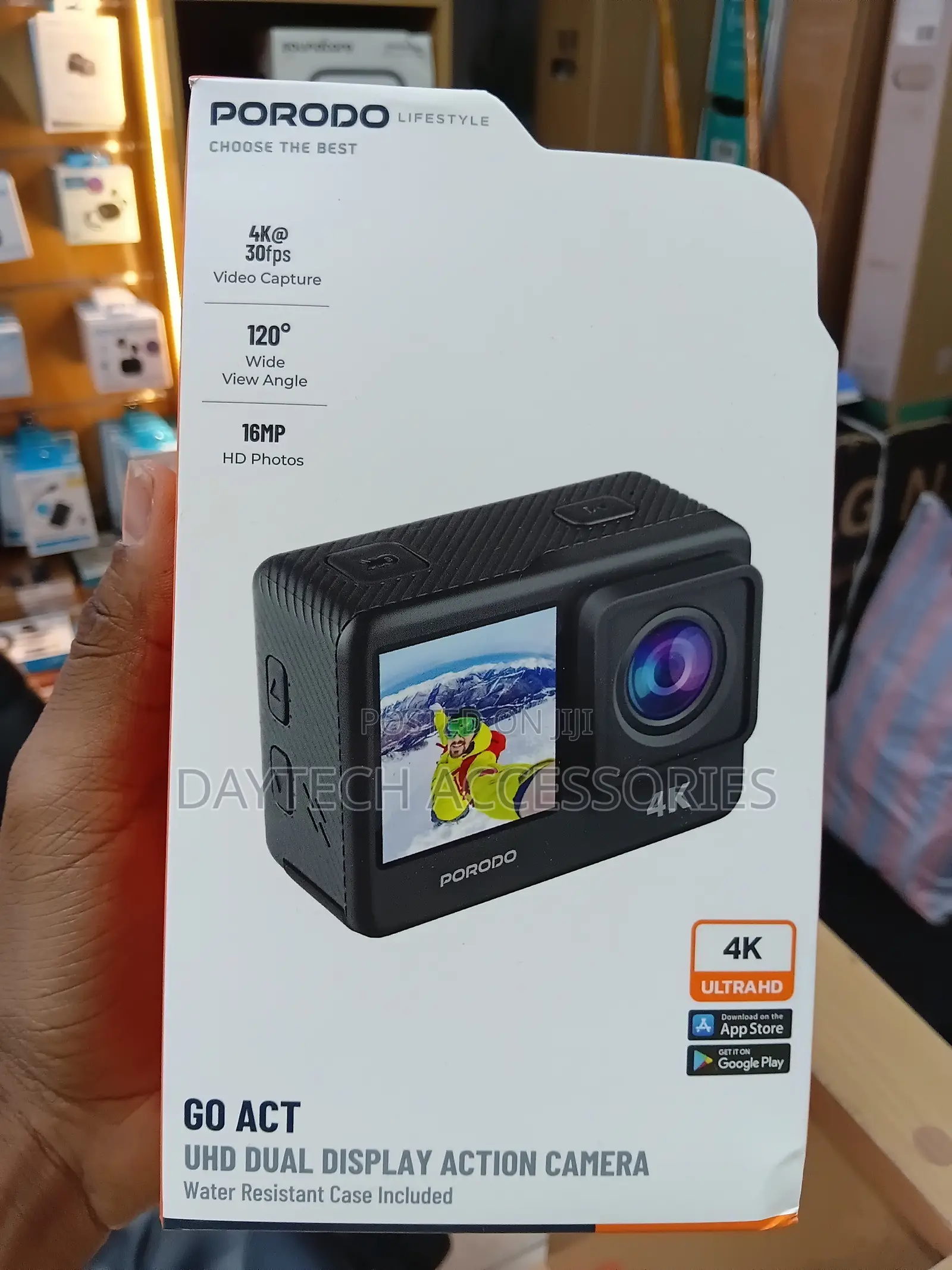 Porodo Lifestyle Waterproof Action Camera 900mAh - Black