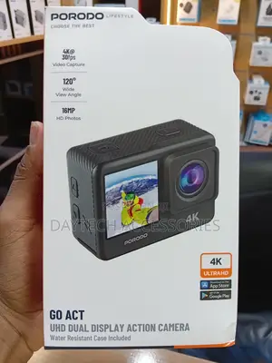Porodo Go Act UHD() Dual Display Action Camera - Black