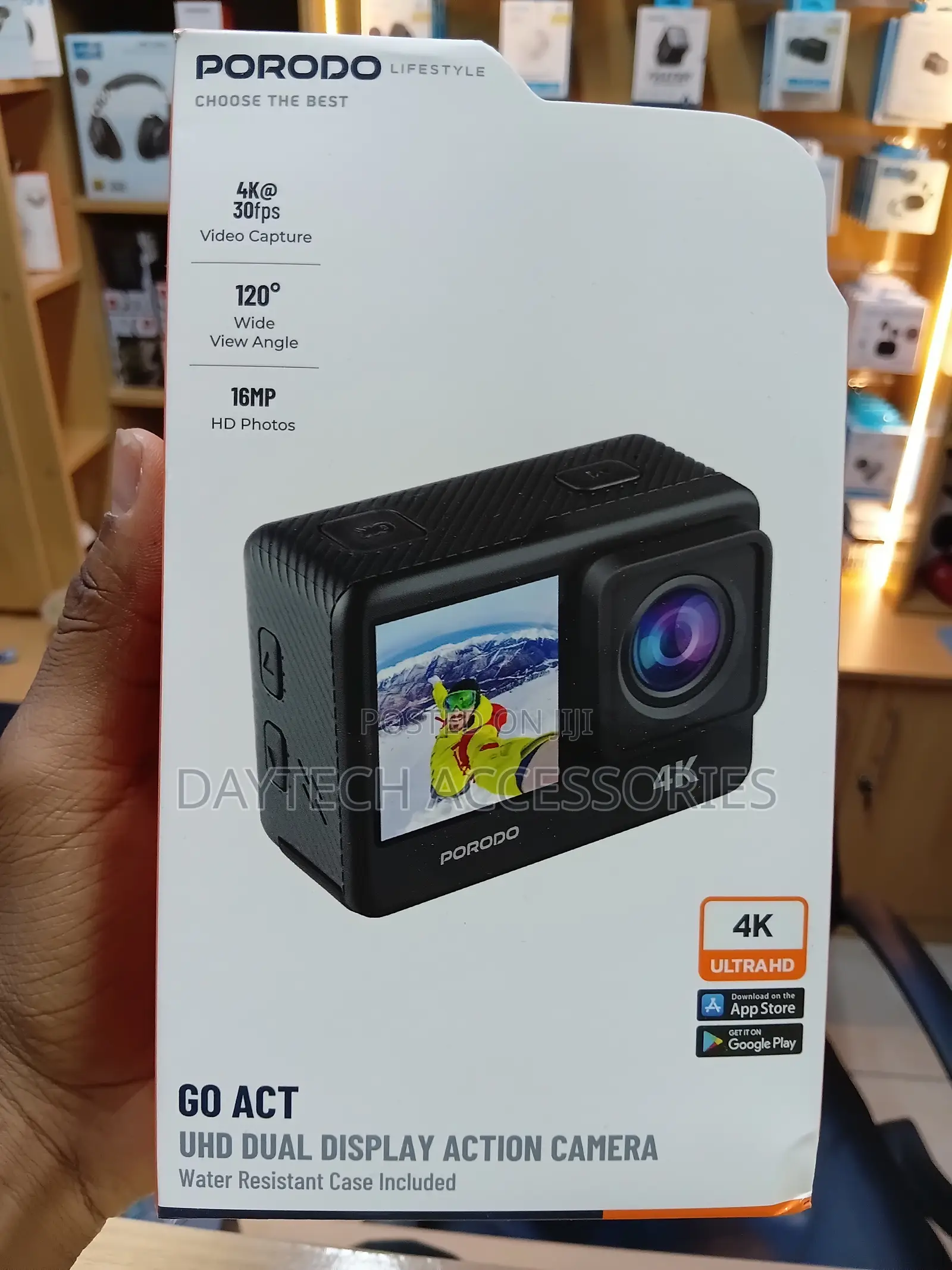 Porodo Go Act UHD() Dual Display Action Camera - Black