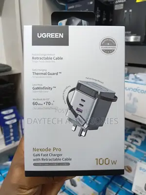 Ugreen 100W GaN Fast Charger With Retractable USB-C Cable (Model X616)