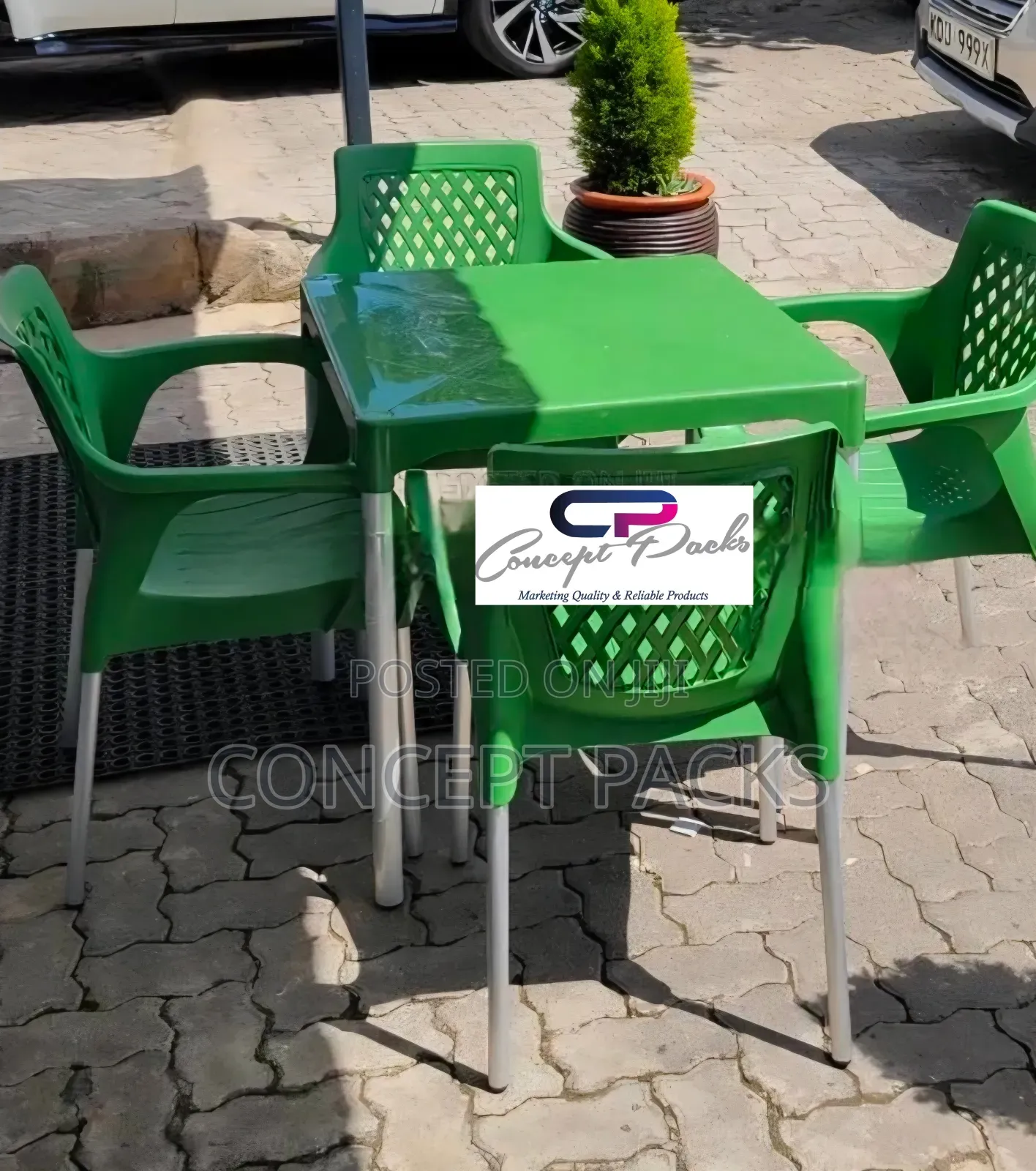 Green Premium 4 Chairs + Table Set