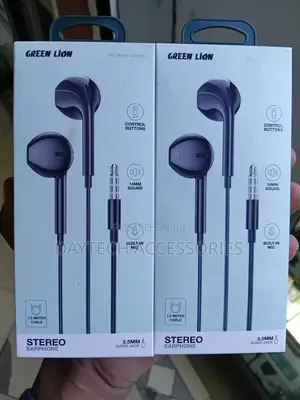 Green Lion 3.5mm Stereo Earphones With Built-in Microphones