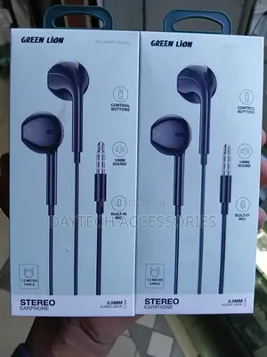 Green Lion 3.5mm Stereo Earphones With Built-in Microphones