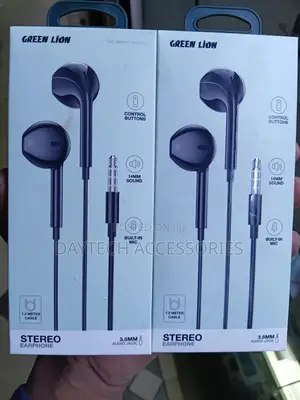 Green Lion 3.5mm Stereo Earphones With Built-in Microphones