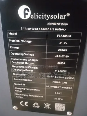 Felicity 25kwh 48v 500ah Lithium Battery