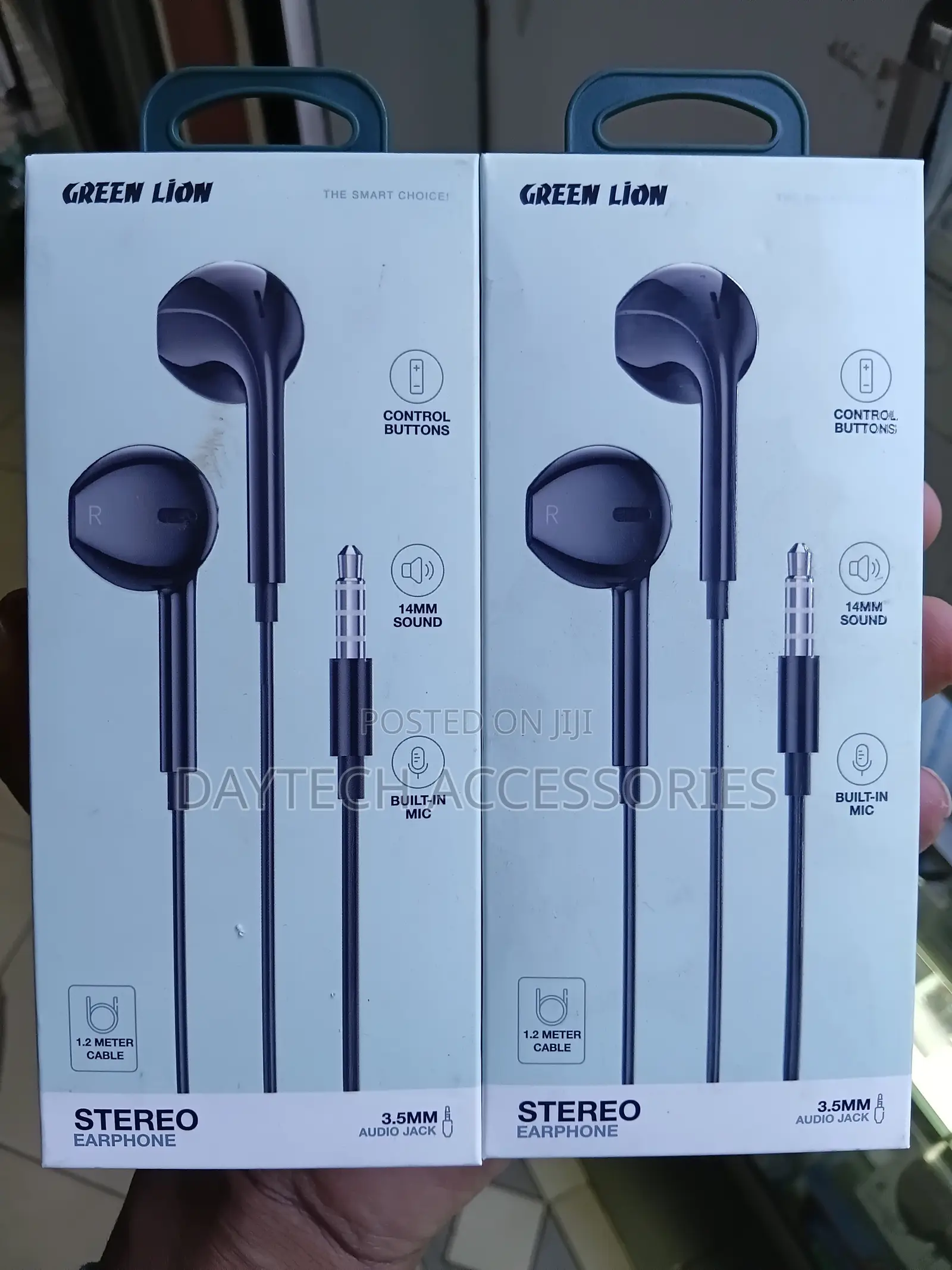 Green Lion Stereo Earphones 3.5 Mm 14 Mm Speaker 1.2 M - Black