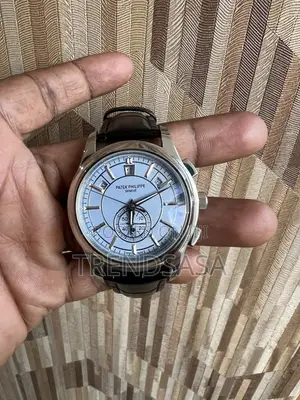 Patek Philippe Annual Calendar Watch Purple Dial Black Leather Straps