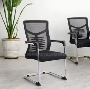 Office Chair; Black Mid Back Boardroom Seat