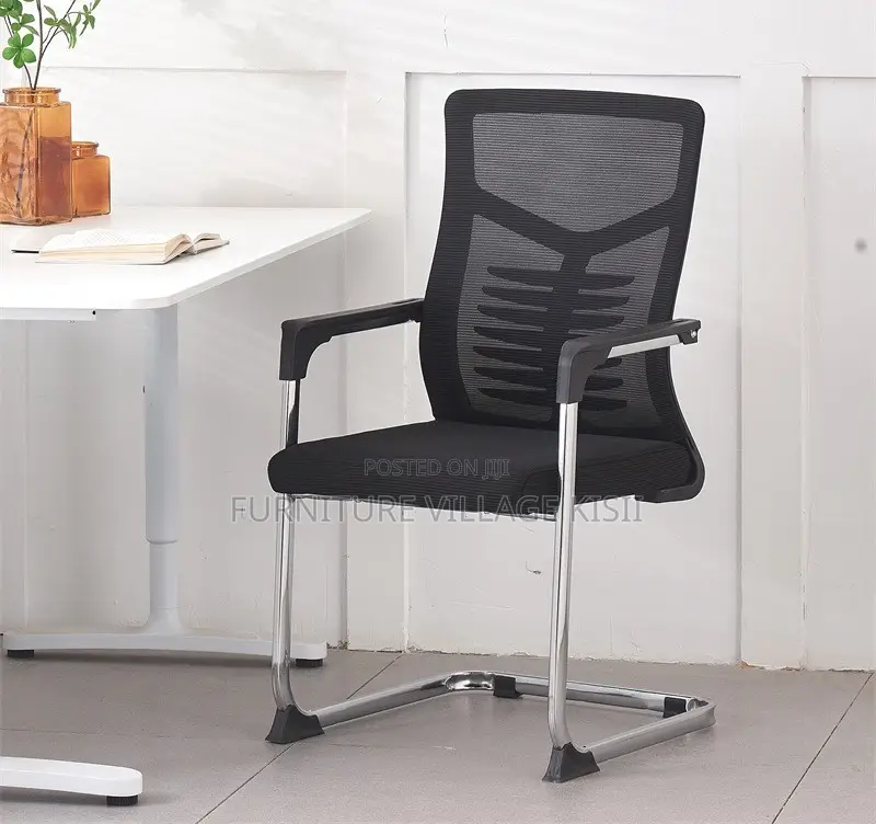 Office Chair; Black Mid Back Boardroom Seat