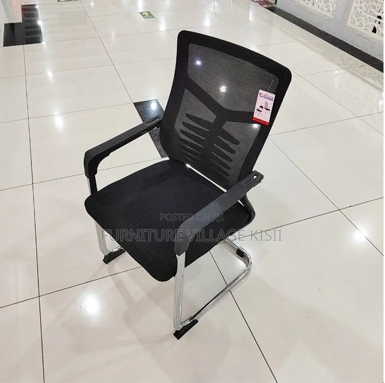 Office Chair; Black Mid Back Boardroom Seat
