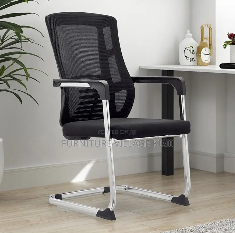 Office Chair; Black Mid Back Boardroom Seat