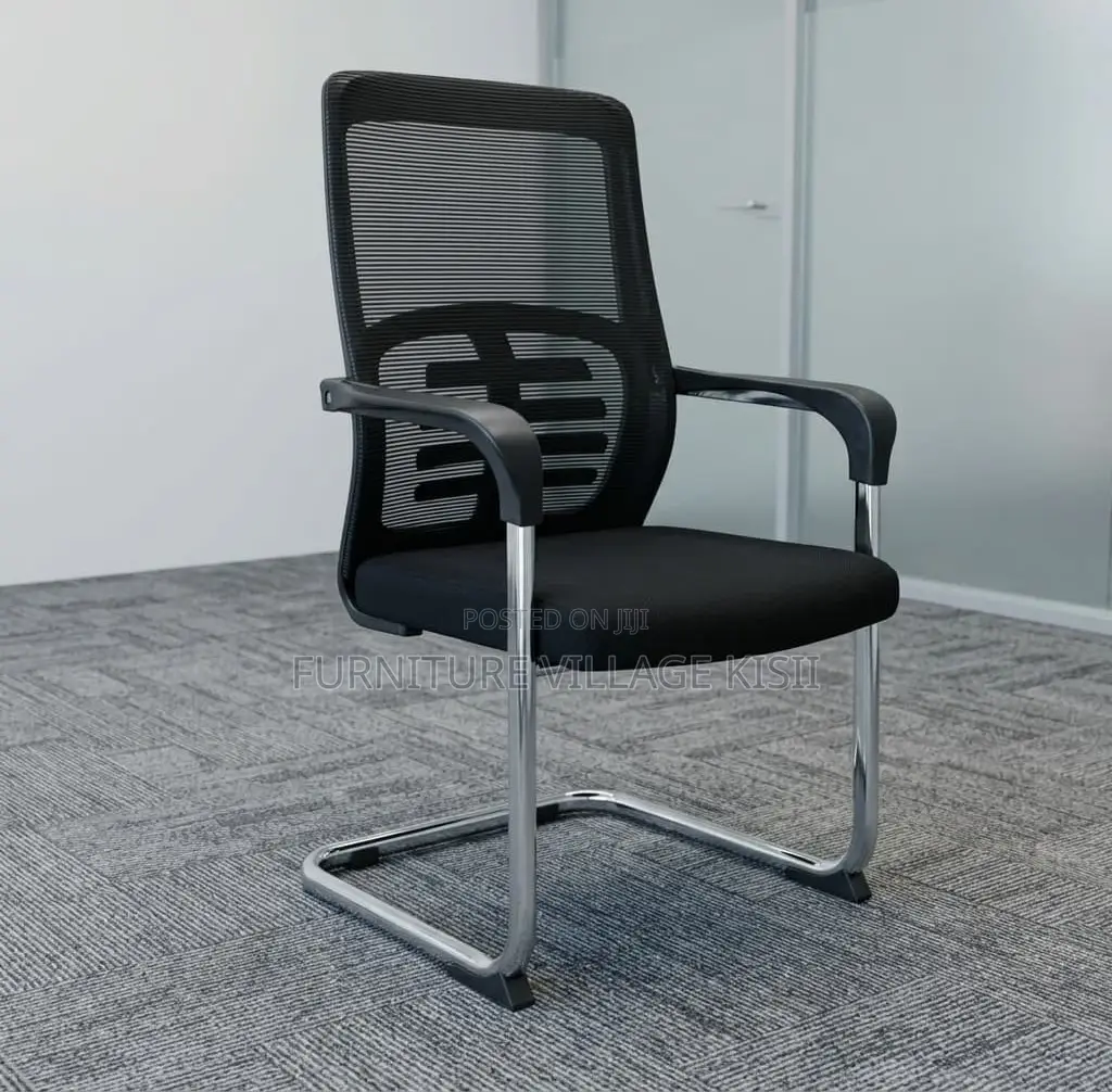 Office Chair; Black Mid Back Boardroom Seat